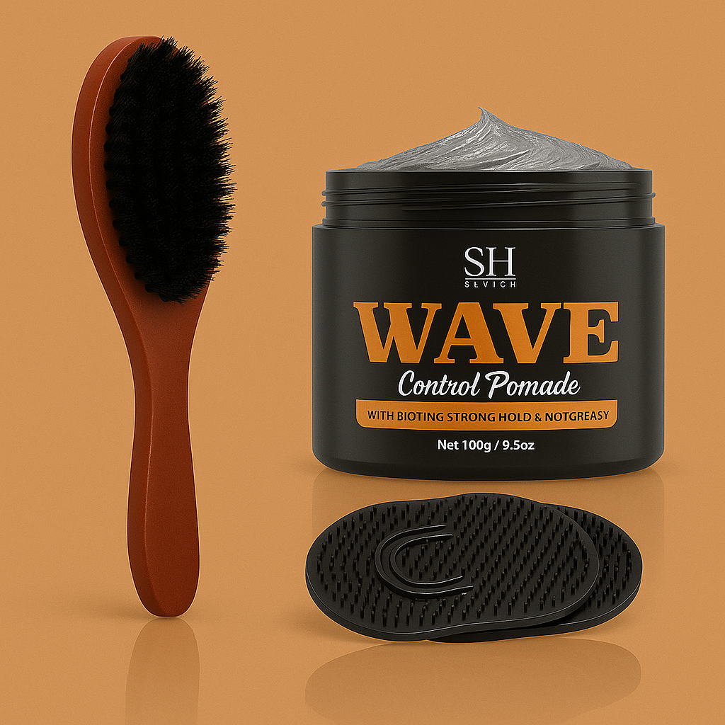 "3.5oz Wave Pomade Kit Biotin Hair Wax Gel for Strong Hold & Scalp Nourishing"