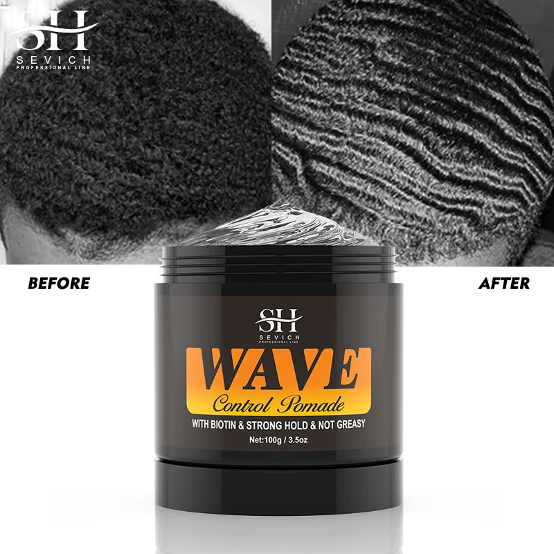 "3.5oz Wave Pomade Kit Biotin Hair Wax Gel for Strong Hold & Scalp Nourishing"