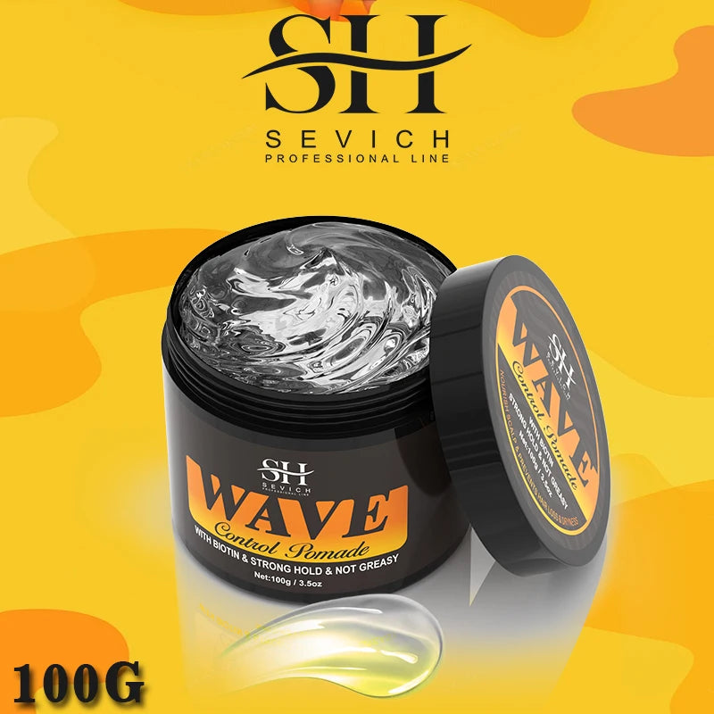 "3.5oz Wave Pomade Kit Biotin Hair Wax Gel for Strong Hold & Scalp Nourishing"