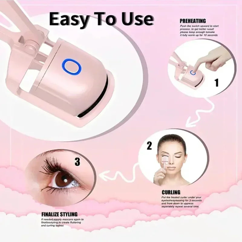 USB Electric Eyelash Curler - Fast Heating & Lasting Curl