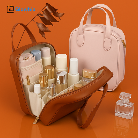 "Large PU Double Zipper Makeup Bag – Waterproof Travel Case"