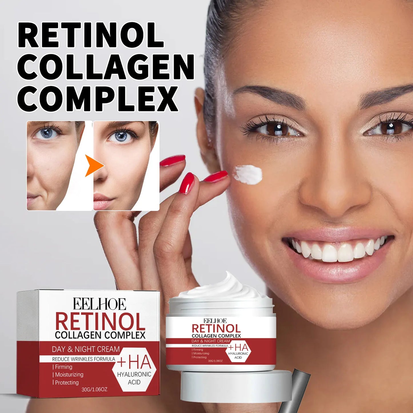 Glowbia Retinol Anti-Wrinkle Face Cream Collagen Moisturizer for Anti-Aging, Neck & Eye Care