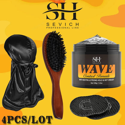 "3.5oz Wave Pomade Kit Biotin Hair Wax Gel for Strong Hold & Scalp Nourishing"