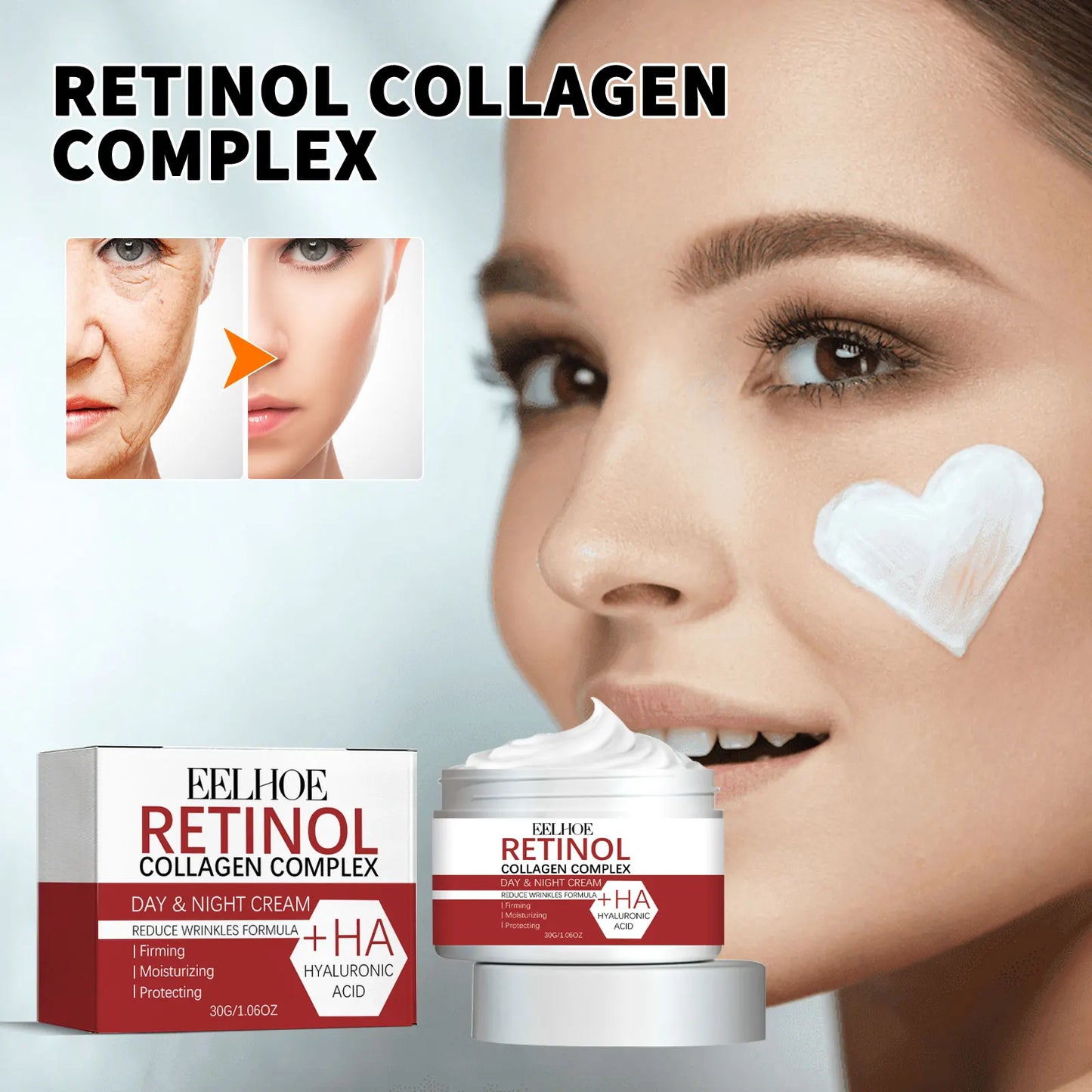 Glowbia Retinol Anti-Wrinkle Face Cream Collagen Moisturizer for Anti-Aging, Neck & Eye Care
