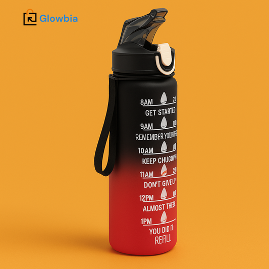 Glowbia | Water Bottle with Time-Tracking Straw Leak Proof  Ideal for Outdoor Adventures